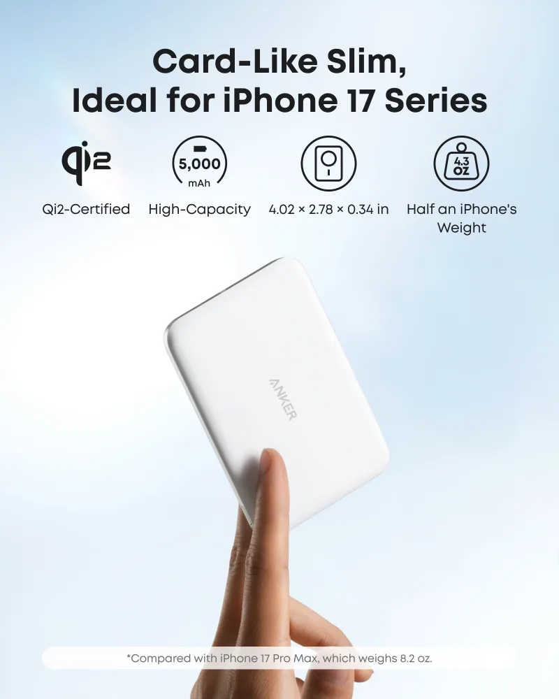 Anker Nano Power Bank (5K, MagGo, Slim)