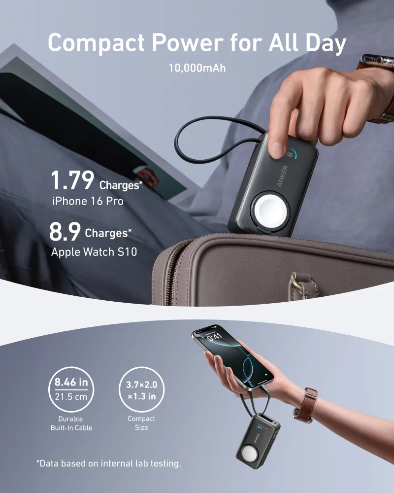 Anker MagGo Power Bank (10K, 35W, For Apple Watch)