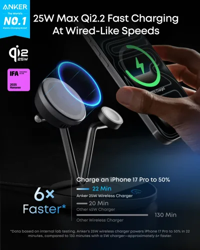 Anker Prime Wireless Charging Station (3-in-1, MagGo, AirCool, Dock Stand)