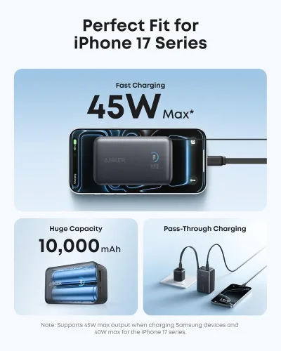 Anker Nano Power Bank (10K, 45W, Built-In Retractable USB-C Cable)