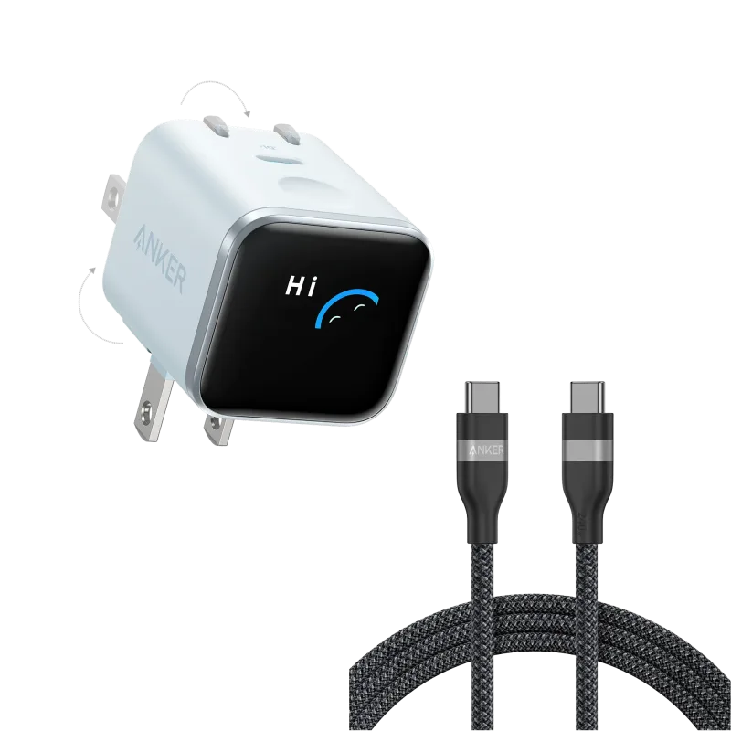 Anker Nano Charger (45W, Smart Display, 180° Foldable)
