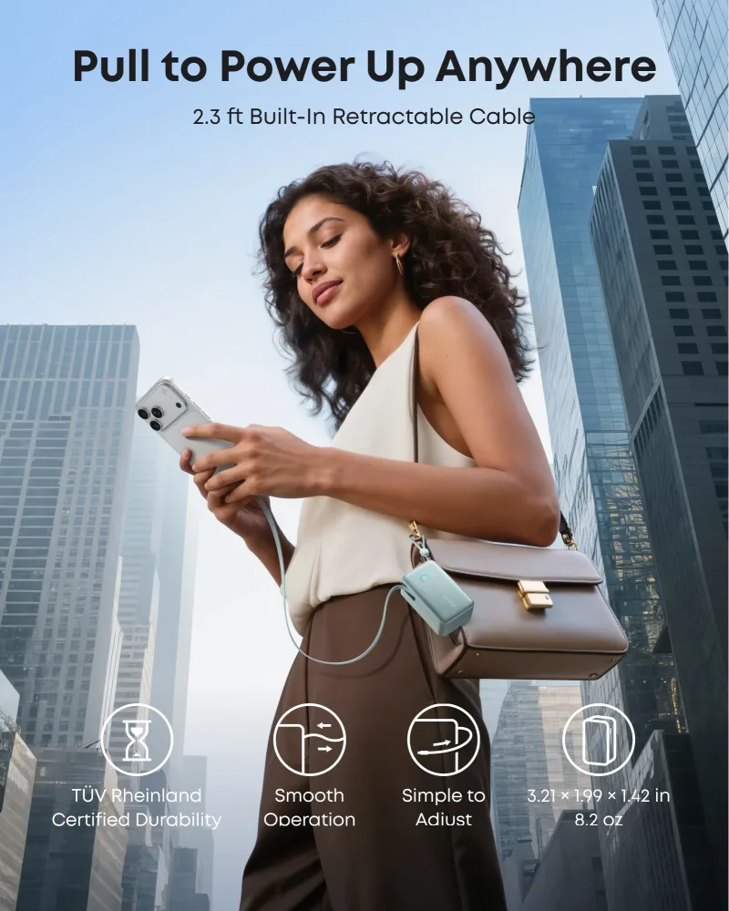 Anker Nano Power Bank (10K, 45W, Built-In Retractable USB-C Cable)