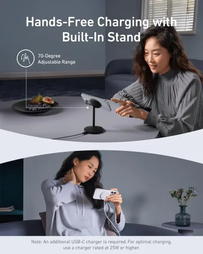 Anker MagGo iPhone 17 MagSafe充電器対応スタンド (Qi2 15W, アダプター付き)