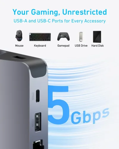Anker USB-C 허브 (6-in-1, 휴대용 게임 콘솔용)