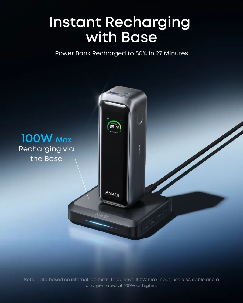 Anker Prime 行動電源（20K，220W）連充電底座