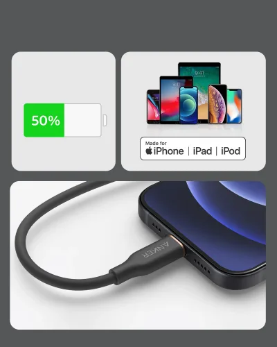 Anker <b>641</b> USB-C 至 Lightning 充電線 (Flow, 3 呎矽膠)