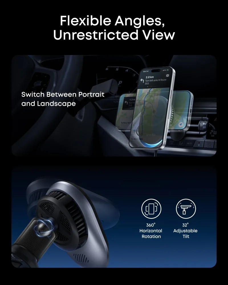 Anker Prime Cargador Inalámbrico para Coche (MagGo, AirCool, Pad)