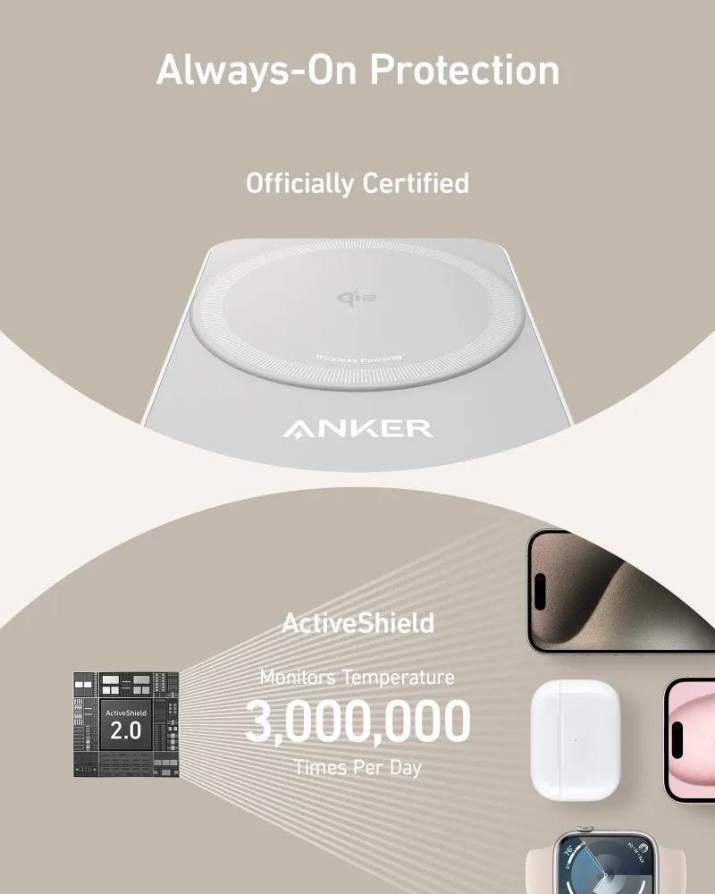 Anker MagGo Wireless Charging Station (Foldable 3-in-1) och Anker Nano Travel Adapter (5-in-1, 20W, 1-Pack)