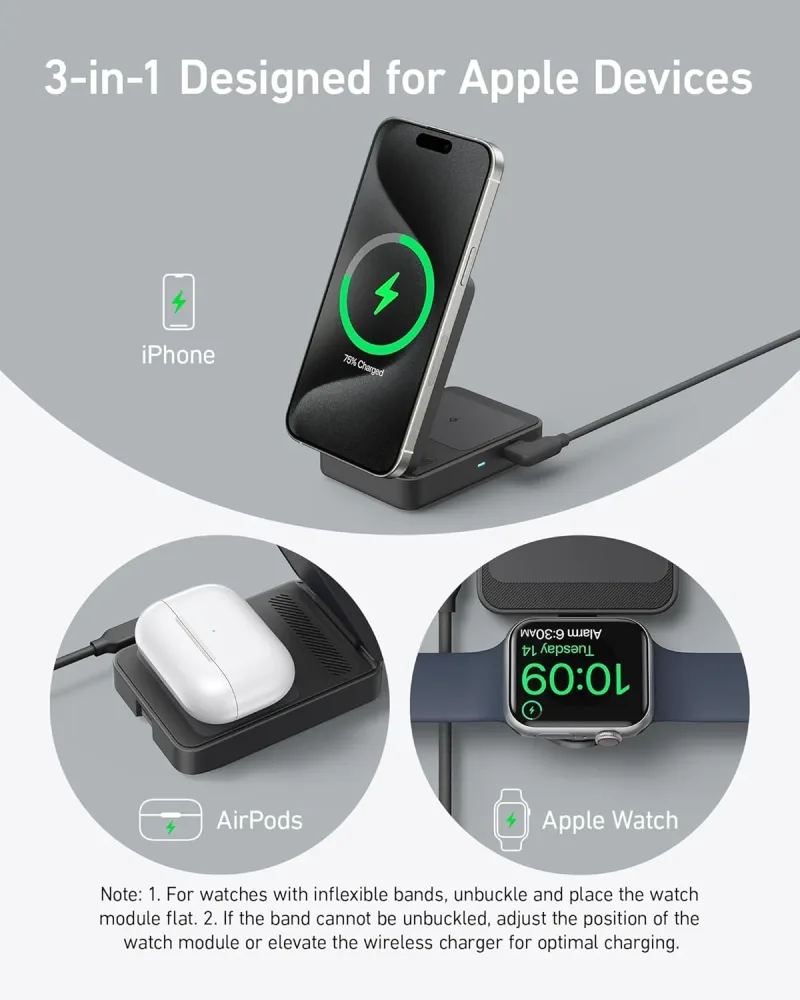 Anker MagGo Wireless Charging Station (Foldable 3-in-1)