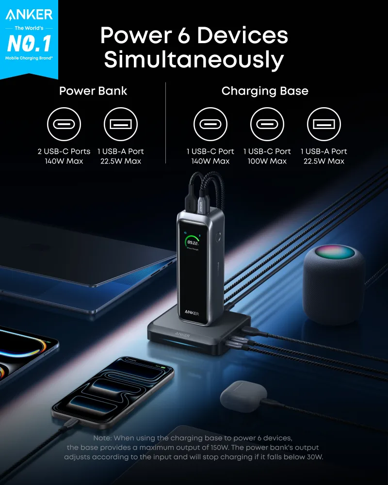 Anker Prime Power Bank (20K, 220W) with Charging Base