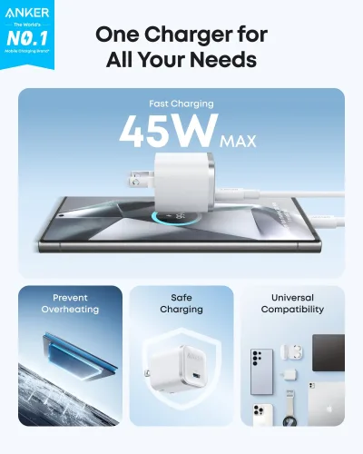 Bundelkit: Anker Nano Charger (45W) met USB-C naar USB-C-kabel 2-pack