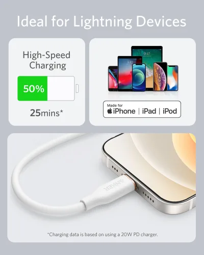 Anker <b>641</b> USB-C 至 Lightning 充電線 (Flow, 3 呎矽膠)