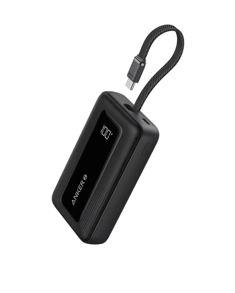 Anker Zolo 行動電源（10K，30W）配備 5.4 吋（13.7 厘米）內置 USB-C 充電線。