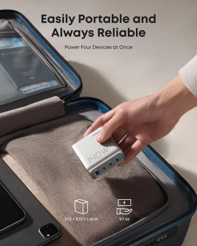 Anker 充電器 (140W, 4 埠, PD 3.1) 連 USB-C 充電線