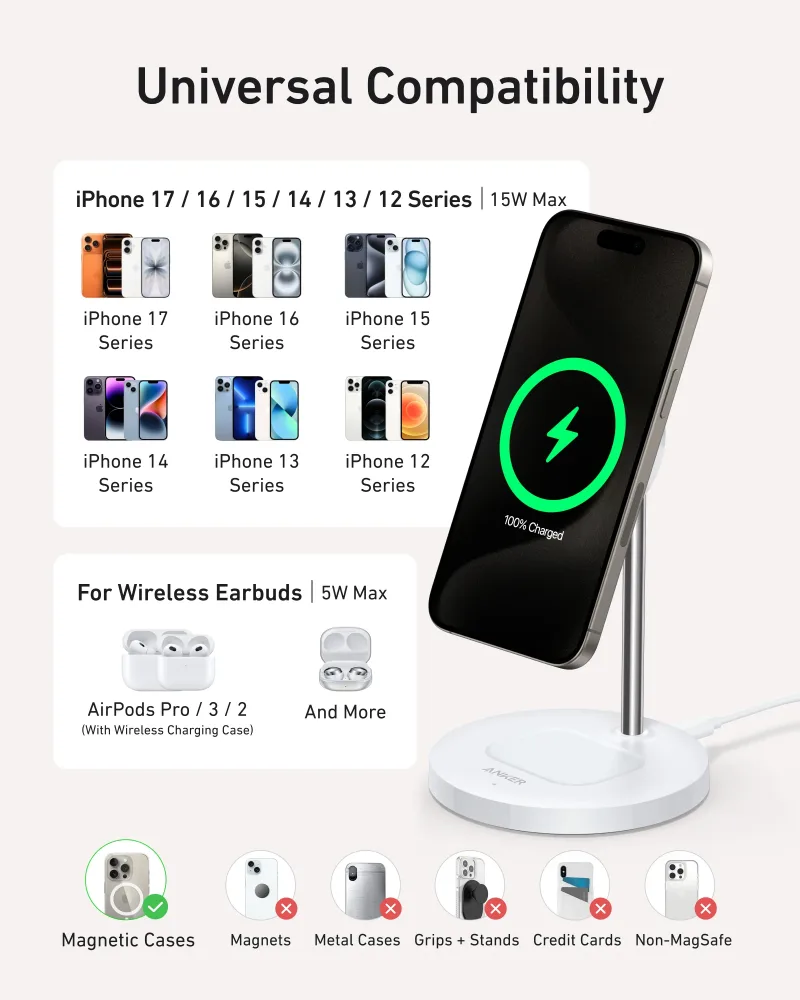 Anker MagGo Wireless Charger (2-in-1, Stand)