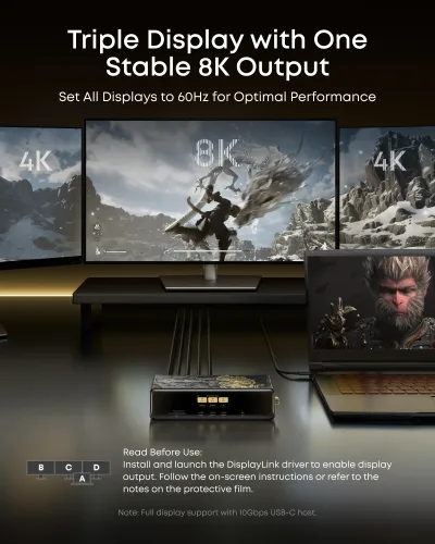 (Anker × Black Myth: Wukong Edition) Anker Prime -telakointiasema (14-in-1, kolmoisnäyttö, DisplayLink) ja DL7400