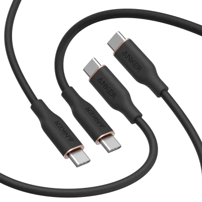 Anker <b>643</b> USB-C to USB-C Cable (Flow, Silicone, 240W, 2-Pack, Midnight Black)