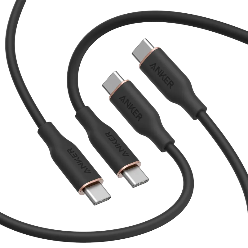 Anker <b>643</b> USB-C to USB-C Cable (Flow, Silicone, 240W, 2-Pack, Midnight Black)