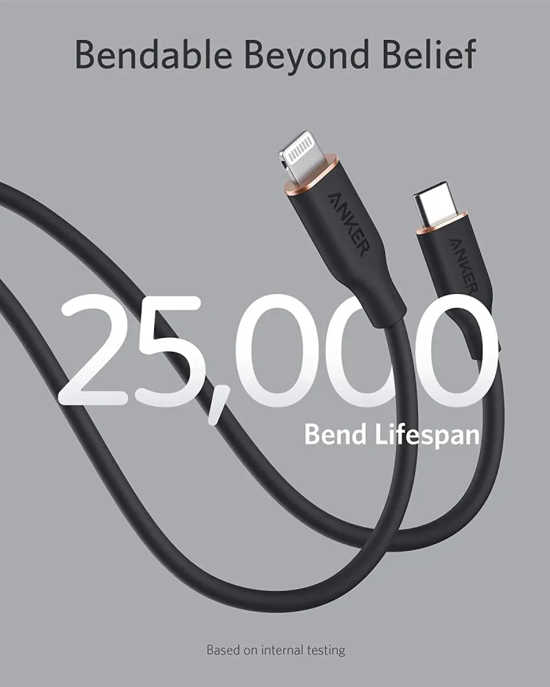 Anker <b>641</b> USB-C 至 Lightning 充電線 (Flow, 3 呎矽膠)