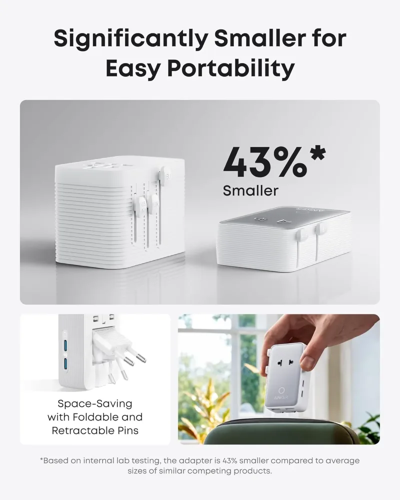 Anker MagGo ワイヤレス充電ステーション（3-in-1、折りたたみ式パッド）とAnker Nano トラベルアダプター（5-in-1、20W、1個入り）