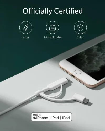 Anker <b>321</b> USB-A to Lightningケーブル（3 ft 3-in-1）