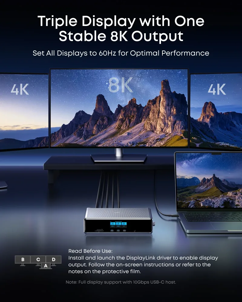 Anker Prime Docking Station (DL7400)  and USB-C to USB-C Cable (Thunderbolt 4 Compatible)