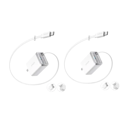 Anker Nano Charger (35W, Built-In Retractable USB-C Cable) —2- Pack