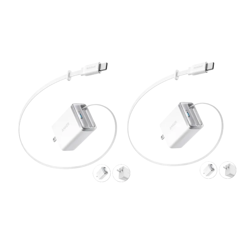 Anker Nano Charger (35W, Built-In Retractable USB-C Cable) —2- Pack