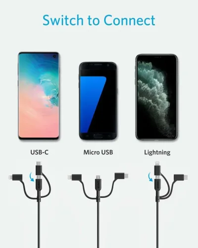 Anker <b>321</b> USB-A to Lightningケーブル（3 ft 3-in-1）
