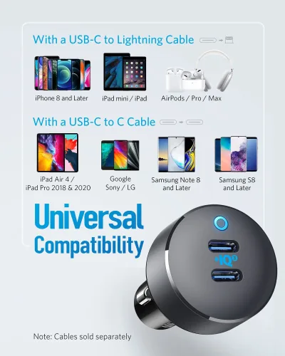 Anker <b>PowerDrive III</b> Duo USB-C Car Charger