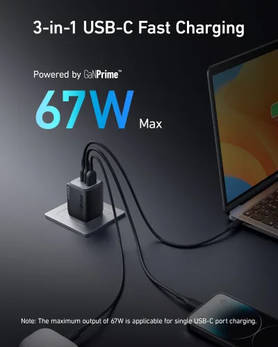 Bundle kit: Anker Prime 67W GaN Wall Charger (3 Ports) 2-Pack