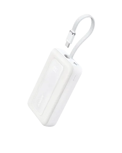 Anker Zolo 行動電源（10K，30W）配備 5.4 吋（13.7 厘米）內置 USB-C 充電線。