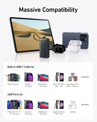 套裝組合：Anker Nano Power Bank (30W, Built-In USB-C Cable) 及 Anker Nano Charger (20W)
