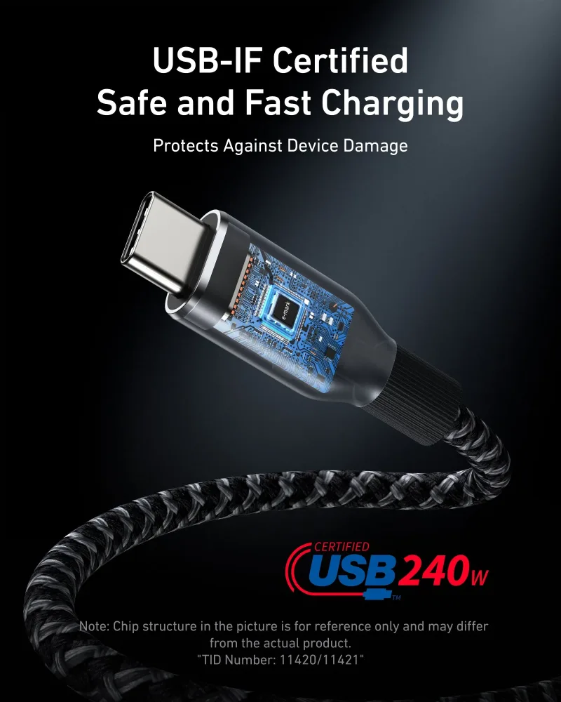 Anker Prime USB-C to USB-C Cable (240W, Upcycled-Braided, 2-Pack)