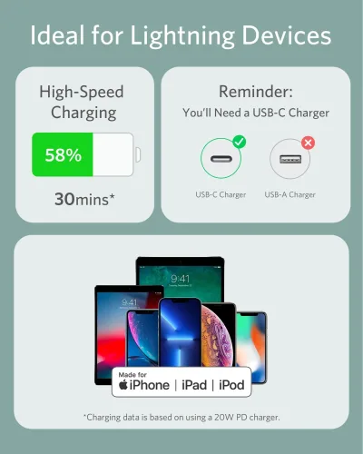 Cabo USB-C para Lightning Anker <b>641</b> (Flow, Silicone)