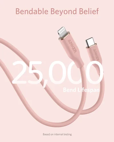 Anker <b>641</b> USB-C 至 Lightning 充電線 (Flow, 3 呎矽膠)