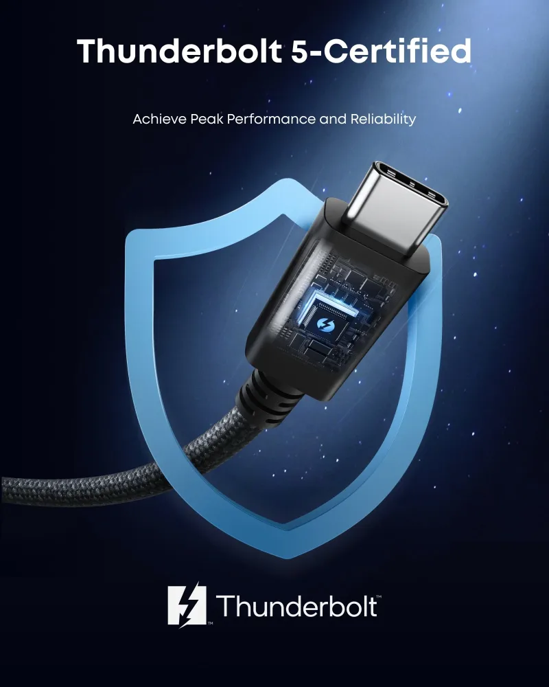 Anker Prime Thunderbolt 5 케이블 (3.3 ft / 1.7 ft, 80 Gbps, 240W)