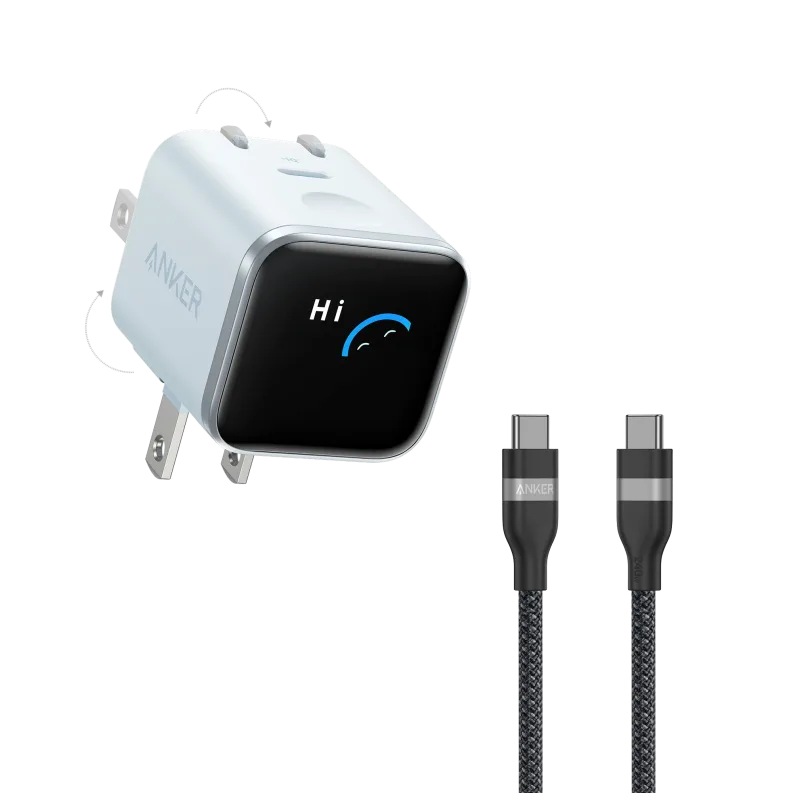 Anker Nano Charger (45W, Smart Display, 180° Foldable)