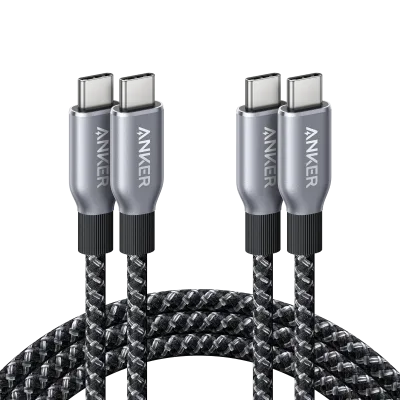 Anker Prime USB-C to USB-C Cable (240W, Upcycled-Braided, 2-Pack)