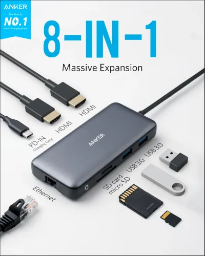 Anker <b>553</b> USB-C-hubb (8-i-1)