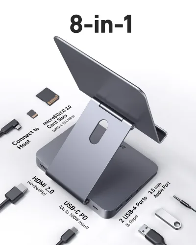 Anker 551 USB-C 허브 (8-in-1, 태블릿 스탠드)