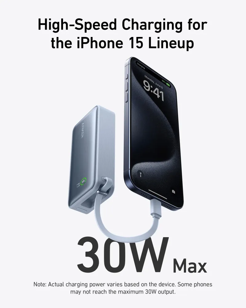 Anker Nano Power Bank (30W, Built-In USB-C Cable)