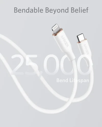 Anker <b>641</b> USB-C 至 Lightning 充電線 (Flow, 3 呎矽膠)