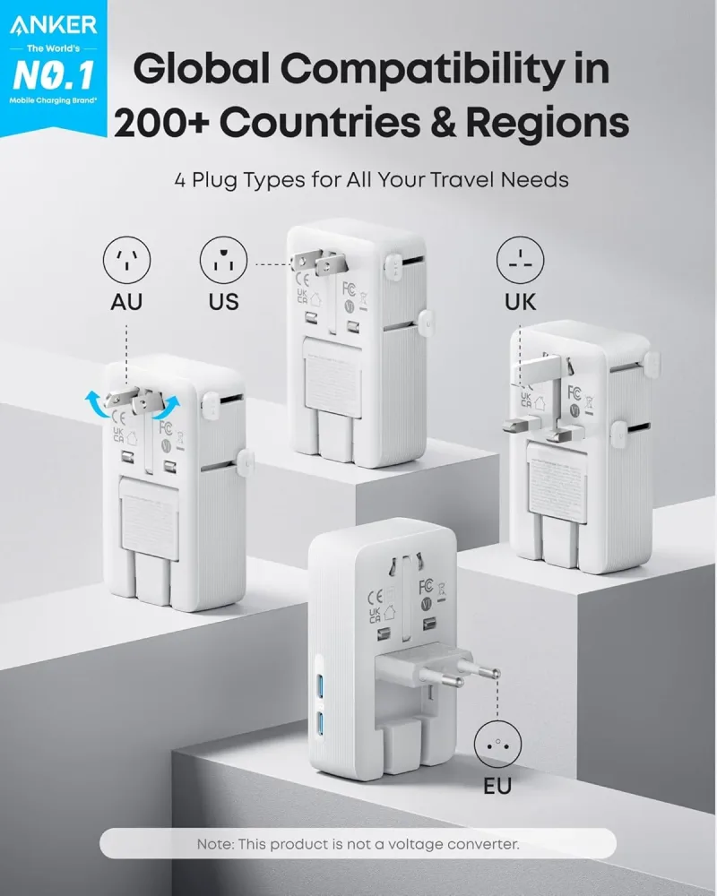 Anker MagGo Wireless Charging Station (Foldable 3-in-1) och Anker Nano Travel Adapter (5-in-1, 20W, 1-Pack)