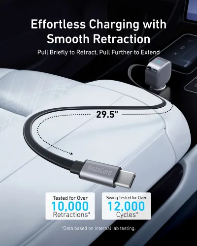 Anker Nano 75W biloplader og Anker Prime USB-C til USB-C-kabel (240W, upcycled-flettet)