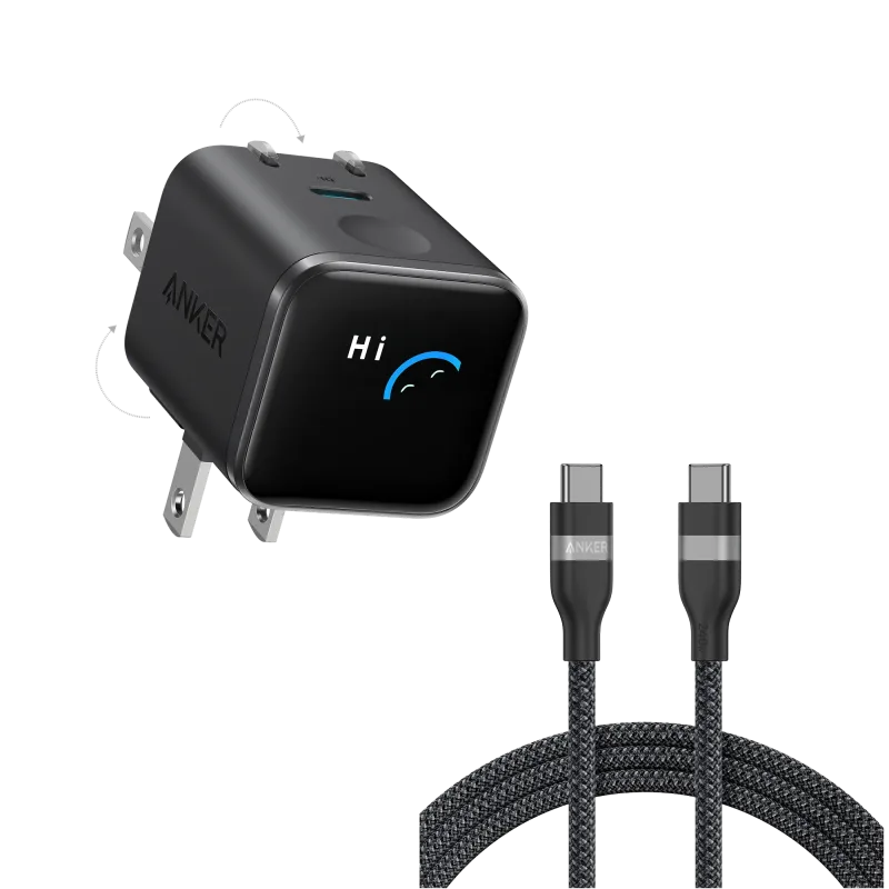 Anker Nano Charger (45W, Smart Display, 180° Foldable)