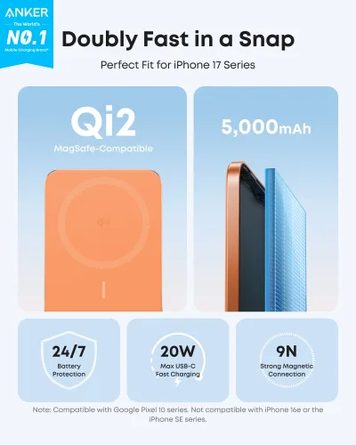 Anker Nano Power Bank (5K, MagGo, Slim)