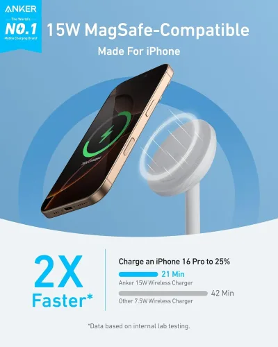 Anker MagGo iPhone 17 MagSafe充電器対応スタンド (Qi2 15W, アダプター付き)