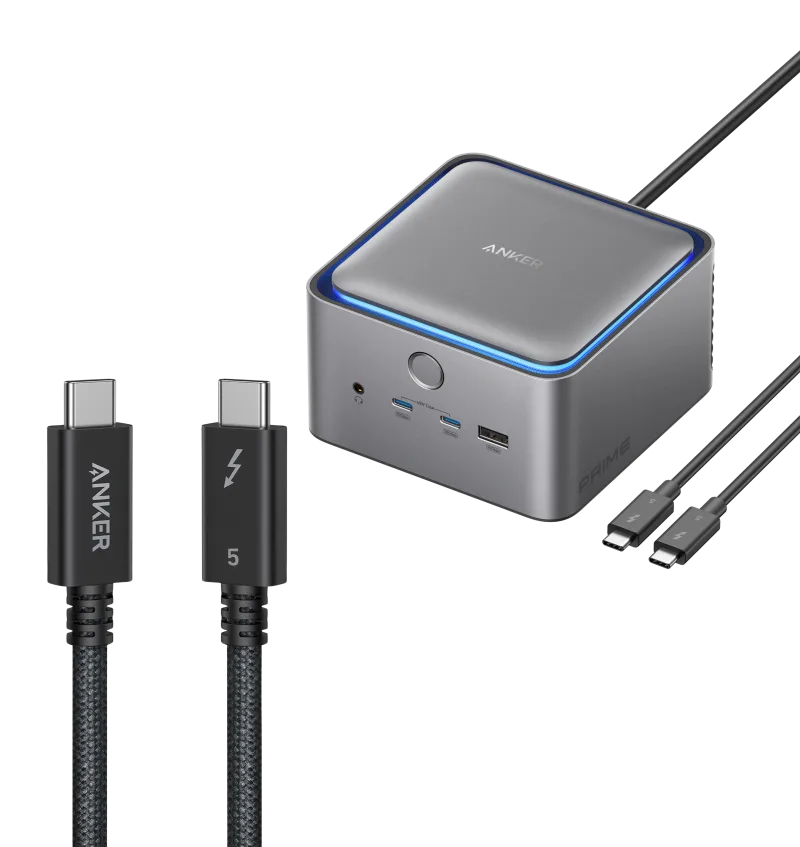 Anker Prime TB5 Docking Station (14-in-1, 8K, Thunderbolt 5 ) and Thunderbolt 5 Cable (3.3 ft, 80Gbps, 240W)
