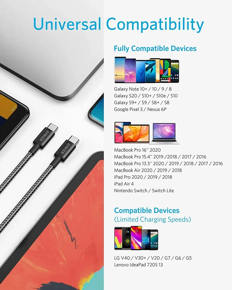 Anker <b>575</b> USB-Cドッキングステーション (13-in-1) & New Nylon USB-C to USB-C 100Wケーブル (10 ft)